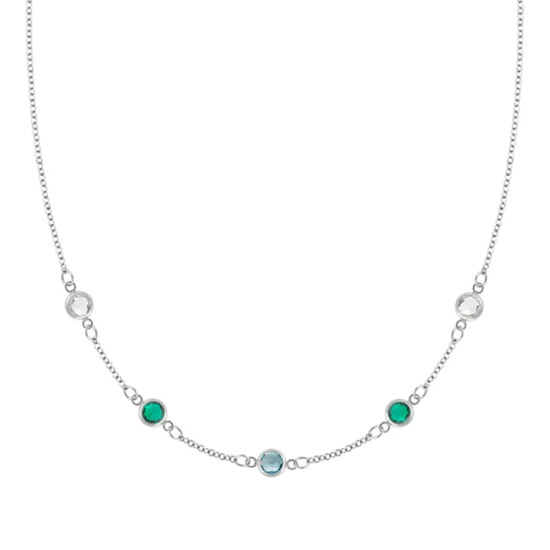 Personalized Classic 5 Birthstone Necklace in 14k Gold sold by Haverhill