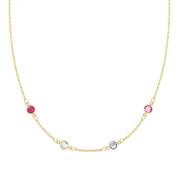 Personalized Classic 4 Birthstone Necklace in 14k Gold sold by Haverhill