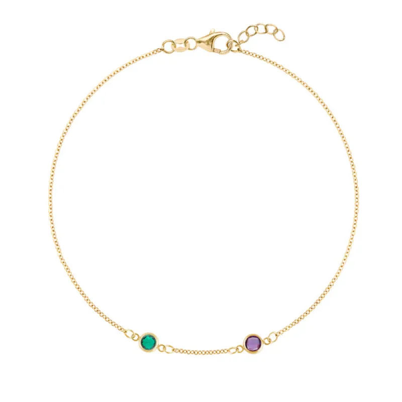 Personalized Classic 2 Birthstone Bracelet in 14k Gold sold by Haverhill