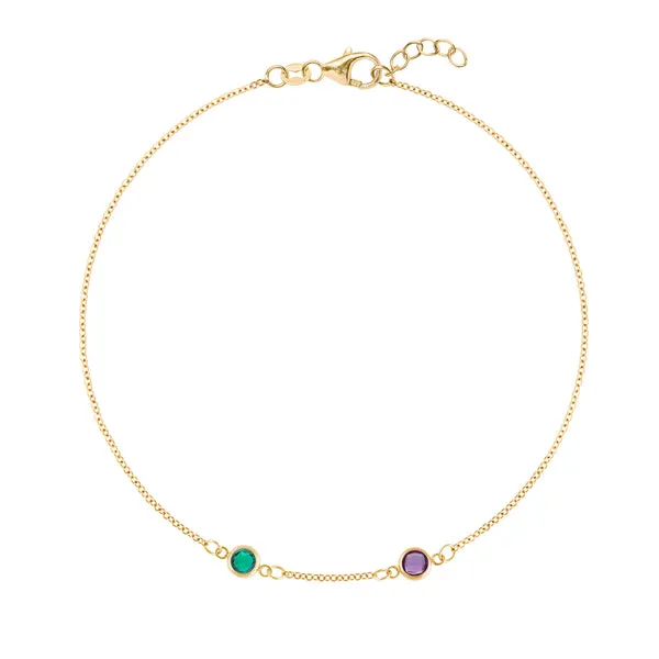 Personalized Classic 2 Birthstone Bracelet in 14k Gold sold by Haverhill