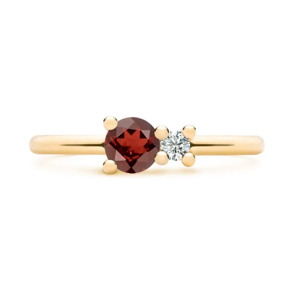 Personalized Greenwich Solitaire Birthstone & Diamond Ring in 14k Gold sold by Haverhill