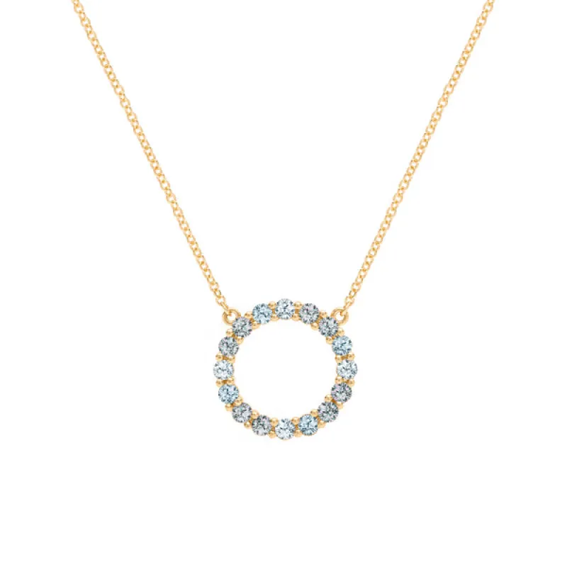 Personalized Rosecliff Circle Birthstone Necklace in 14k Gold sold by Haverhill
