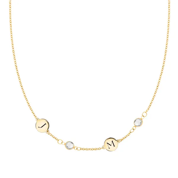 Personalized 2 Letter & 2 Classic Birthstone Necklace in 14k Gold (Single Spacing) sold by Haverhill