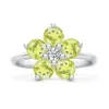 Personalized Greenwich Flower Birthstone & Diamond Ring in 14k Gold sold by Haverhill