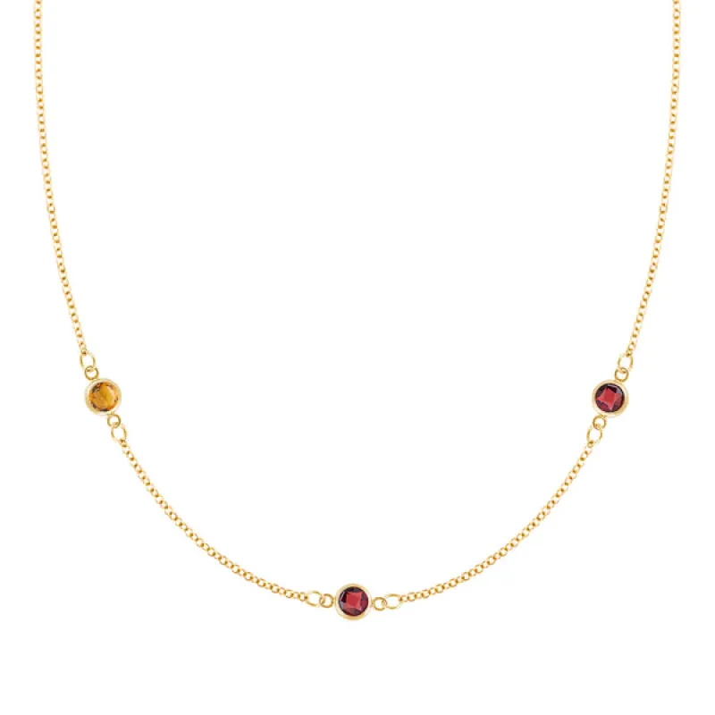 Personalized Classic 3 Birthstone Necklace in 14k Gold sold by Haverhill