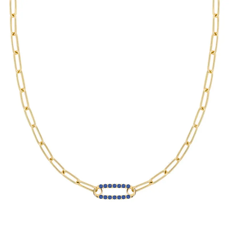 Personalized Adelaide 1 Pavé Birthstone Link Necklace in 14k Gold sold by Haverhill