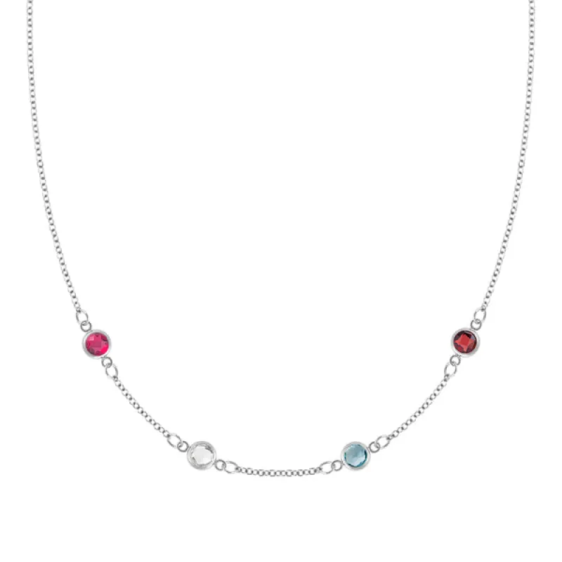 Personalized Classic 4 Birthstone Necklace in 14k Gold sold by Haverhill