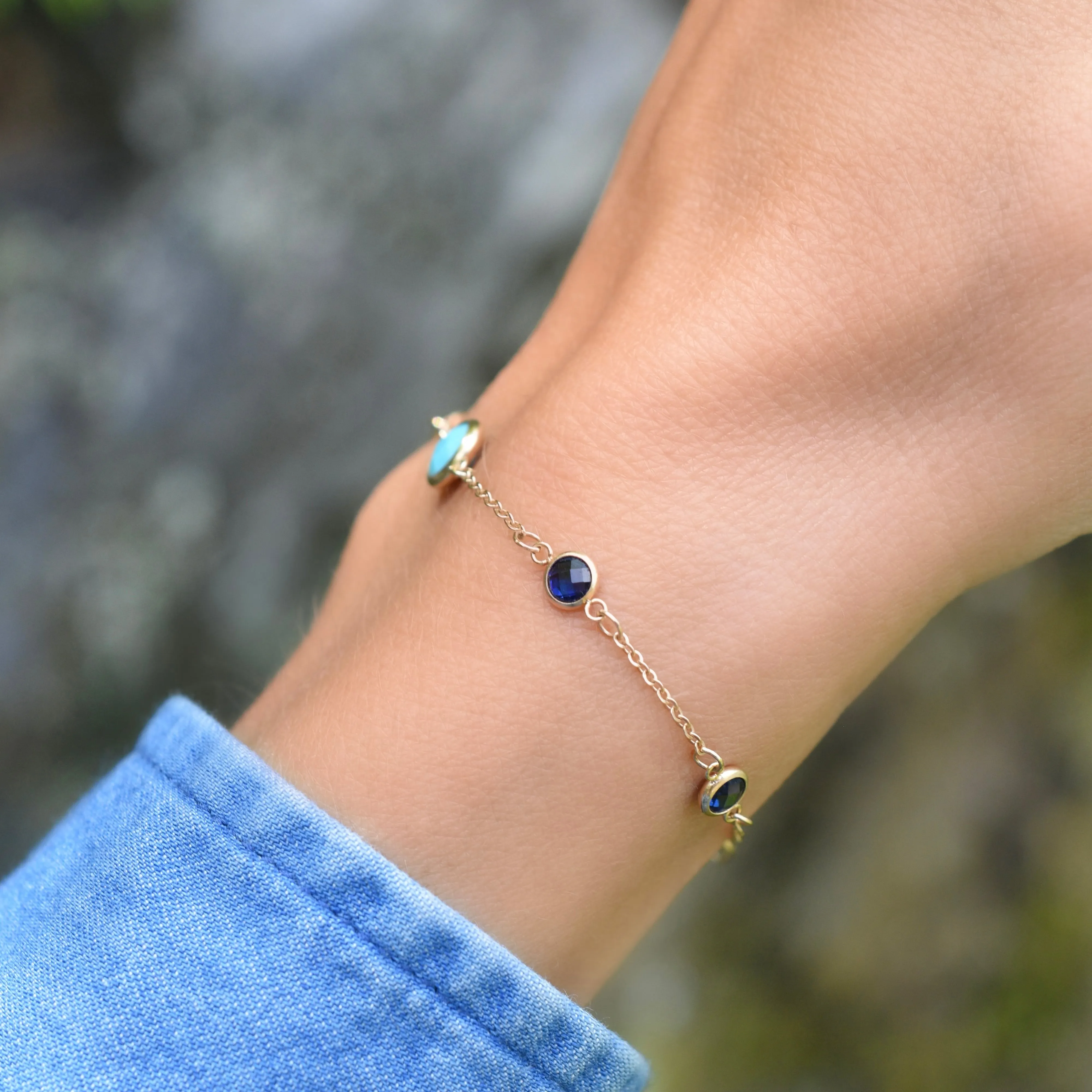 Personalized 1 Grand & 4 Classic Birthstone Bracelet in 14k Gold sold by Haverhill product image thumbnail 3