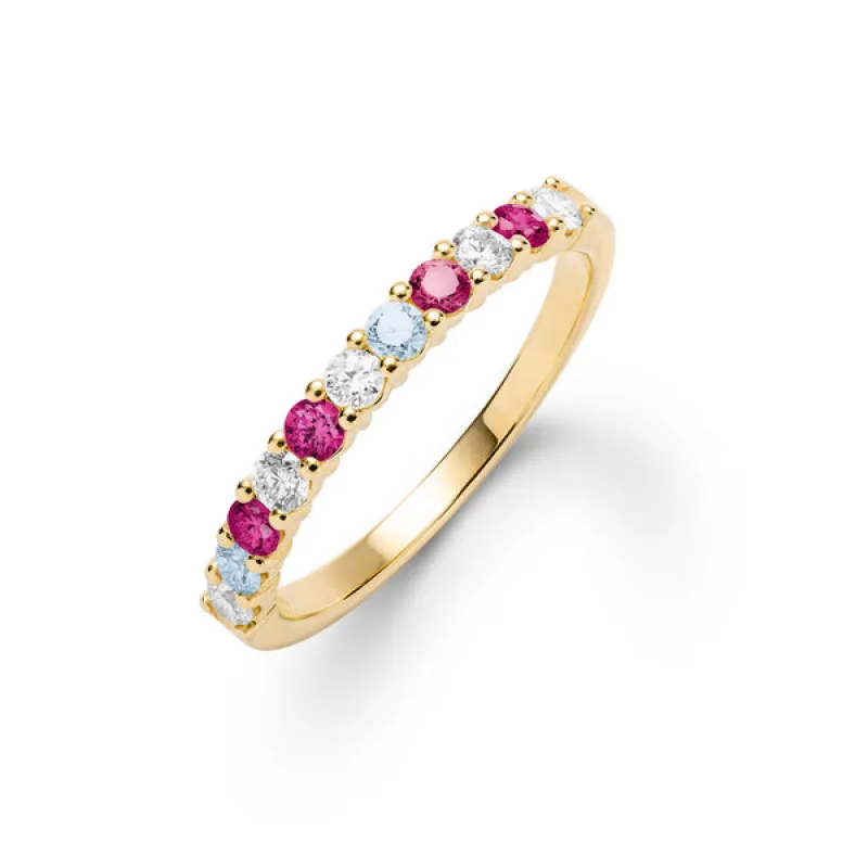 Personalized Rosecliff Birthstone Stackable Ring in 14k Gold sold by Haverhill