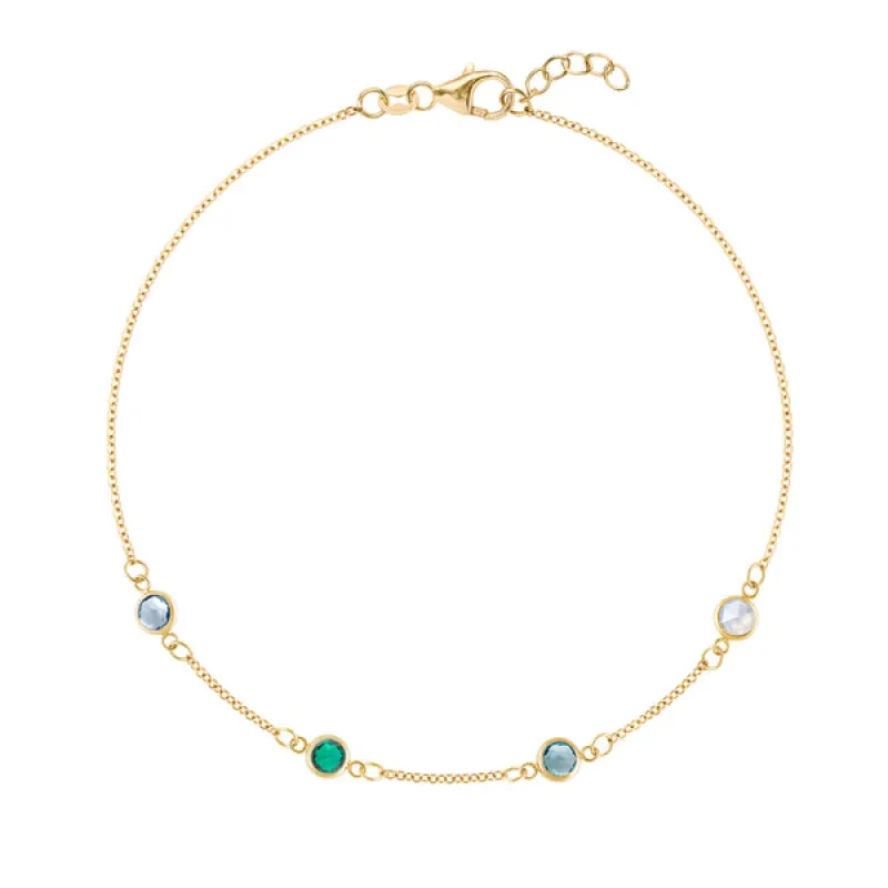 Personalized Classic 4 Birthstone Bracelet in 14k Gold sold by Haverhill