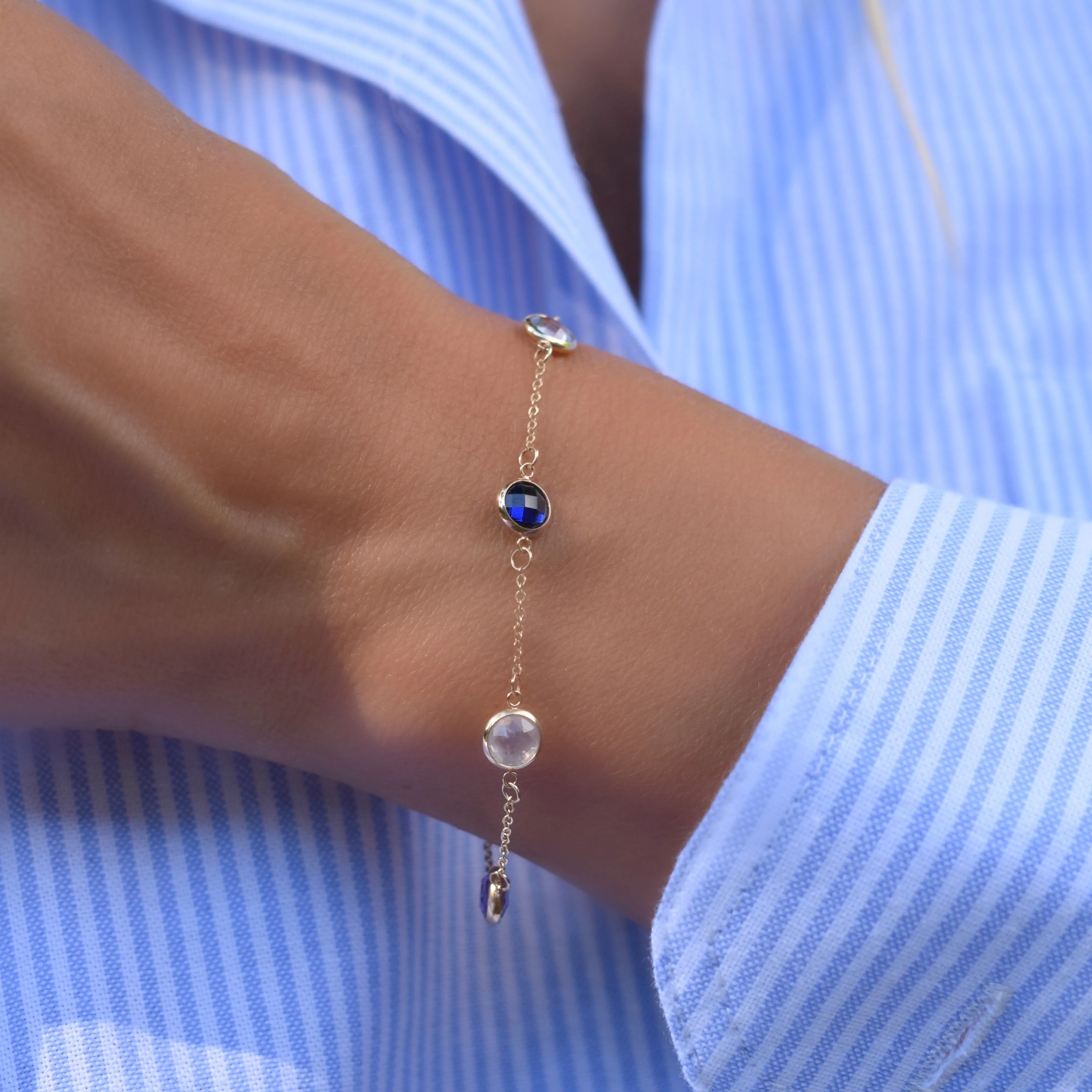 Personalized Grand 5 Birthstone Bracelet in 14k Gold sold by Haverhill product image thumbnail 3