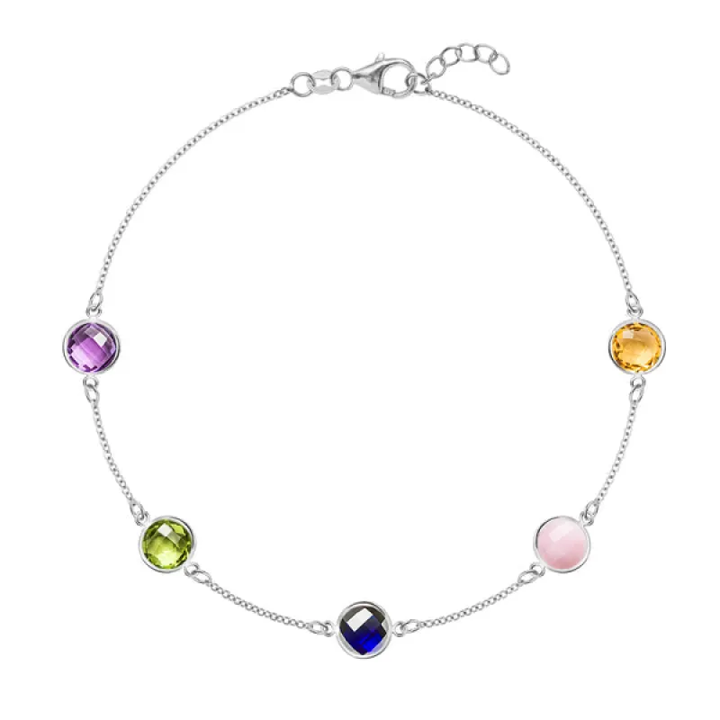 Personalized Grand 5 Birthstone Bracelet in 14k Gold sold by Haverhill