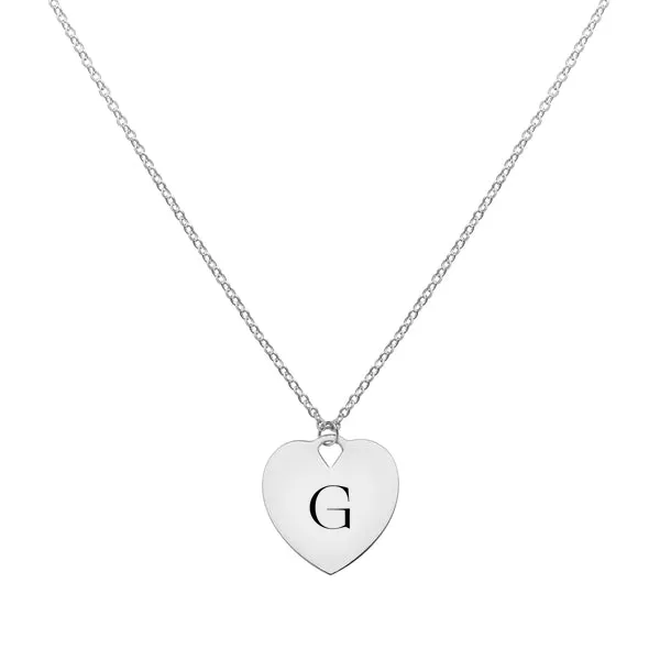 Engravable Flat Heart Pendant with Classic Chain in 14k Gold sold by Haverhill