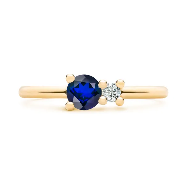 Personalized Greenwich Solitaire Birthstone & Diamond Ring in 14k Gold sold by Haverhill