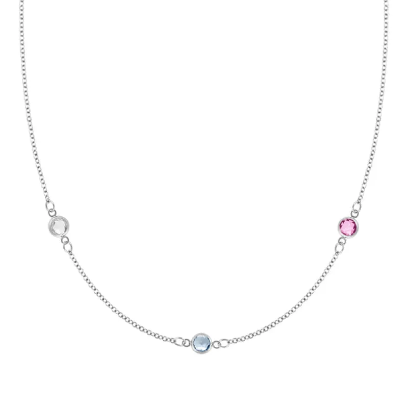 Personalized Classic 3 Birthstone Necklace in 14k Gold sold by Haverhill
