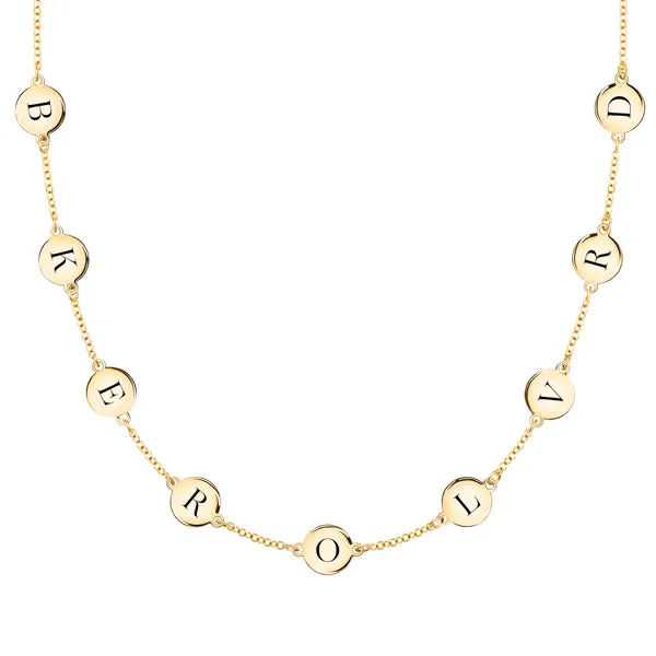 Personalized 9 Letter Necklace in 14k Gold (Single Spacing) sold by Haverhill