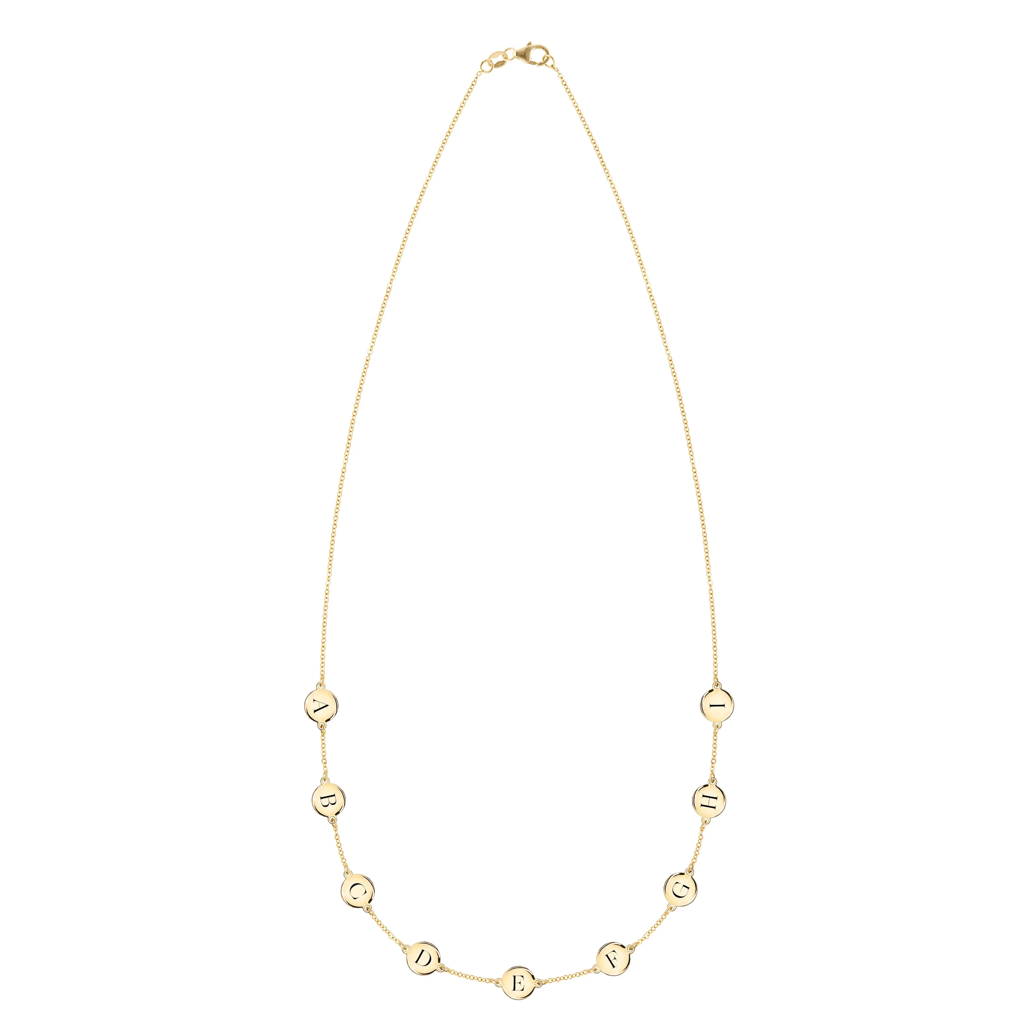 Personalized 9 Letter Necklace in 14k Gold (Single Spacing) sold by Haverhill product image thumbnail 4