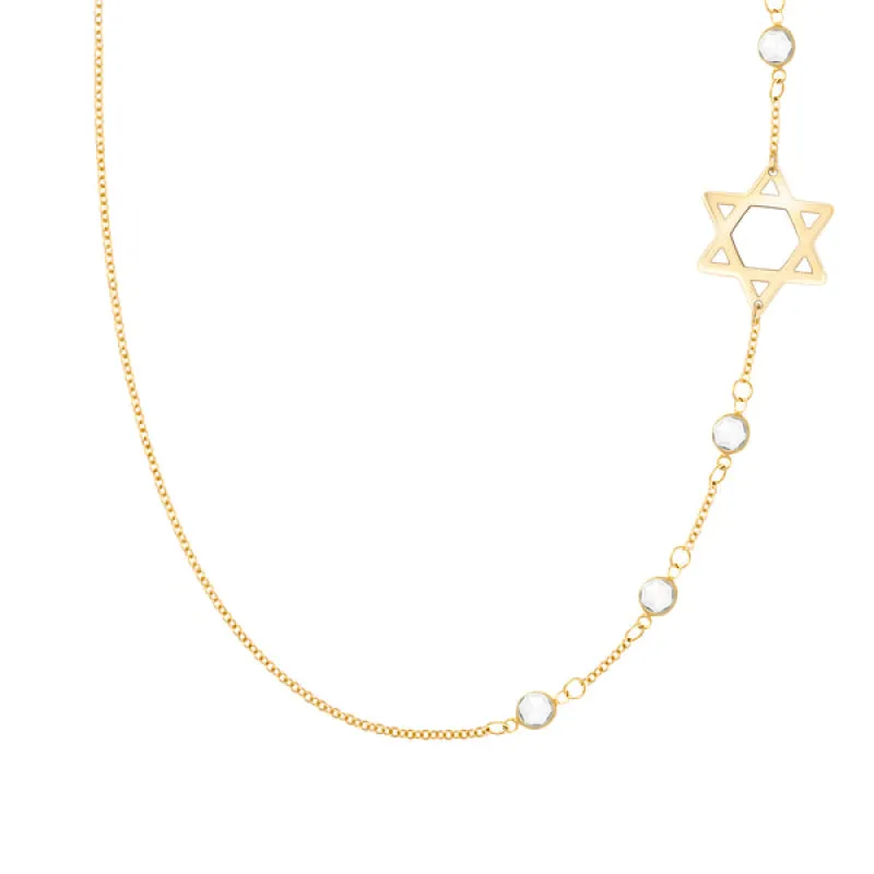 Personalized Classic Star of David & 4 Birthstone Necklace in 14k Gold sold by Haverhill