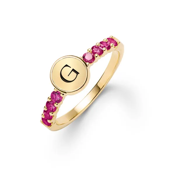 Personalized Rosecliff Letter Ring in 14k Gold sold by Haverhill