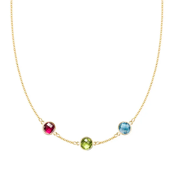 Personalized Grand 3 Birthstone Necklace in 14k Gold sold by Haverhill