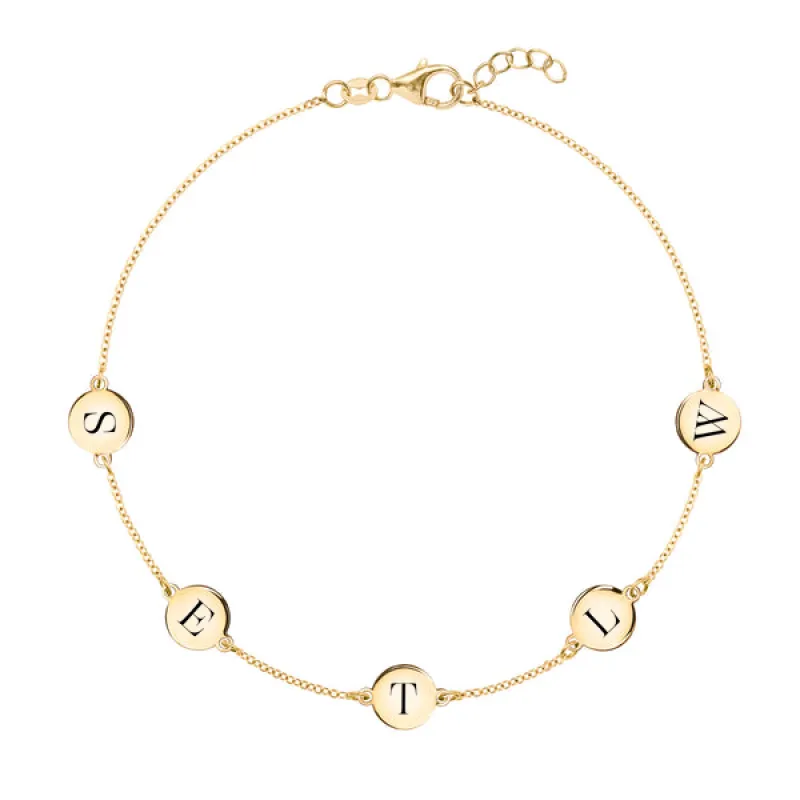 Personalized 5 Letter Bracelet in 14k Gold sold by Haverhill