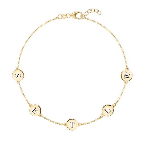 Personalized 5 Letter Bracelet in 14k Gold sold by Haverhill