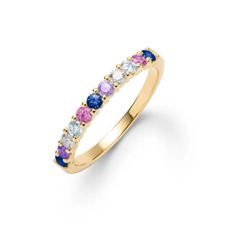 Personalized Rosecliff Birthstone Stackable Ring in 14k Gold sold by Haverhill