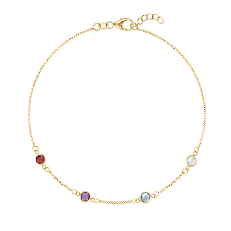 Personalized Classic 4 Birthstone Bracelet in 14k Gold sold by Haverhill