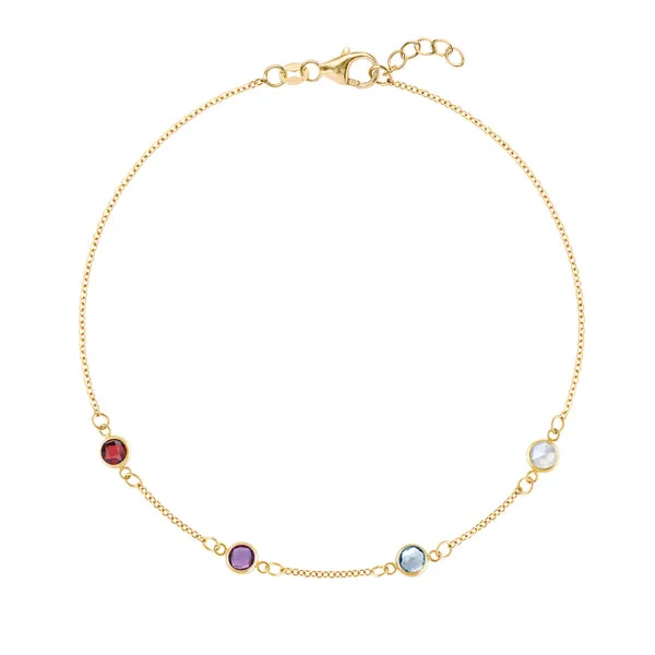 Personalized Classic 4 Birthstone Bracelet in 14k Gold sold by Haverhill