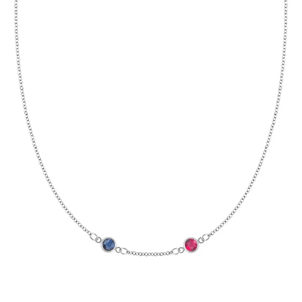 Personalized Classic 2 Birthstone Necklace in 14k Gold (Centered) sold by Haverhill