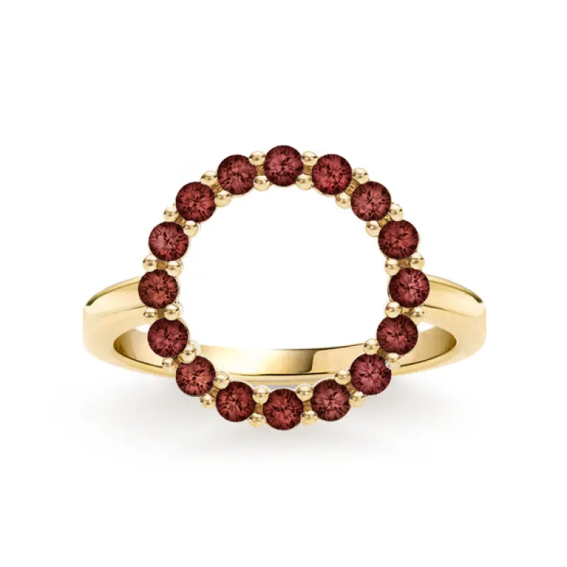 Personalized Rosecliff Circle Birthstone Ring in 14k Gold sold by Haverhill