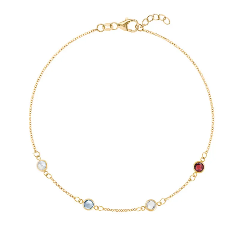 Personalized Classic 4 Birthstone Bracelet in 14k Gold sold by Haverhill