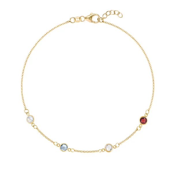 Personalized Classic 4 Birthstone Bracelet in 14k Gold sold by Haverhill