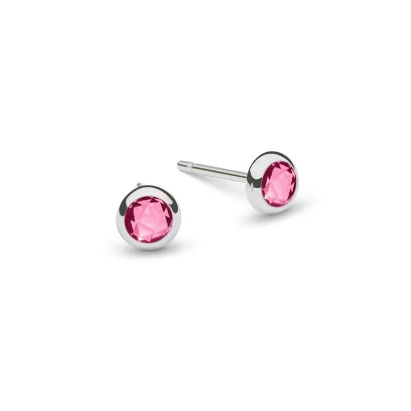 Pink Tourmaline Birthstone Stud Earrings in 14k White Gold sold by Haverhill