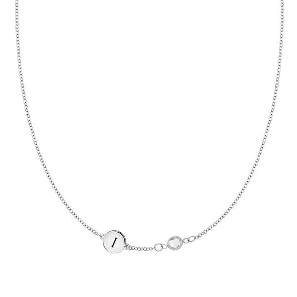 Personalized Classic 1 Letter & 1 Birthstone Necklace in 14k Gold (Single Spacing) sold by Haverhill