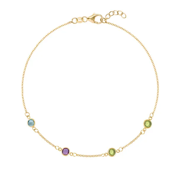 Personalized Classic 4 Birthstone Bracelet in 14k Gold sold by Haverhill