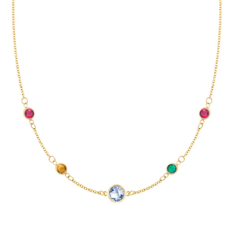 Personalized 1 Grand & 4 Classic Birthstone Necklace in 14k Gold sold by Haverhill