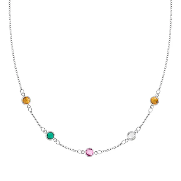 Personalized Classic 5 Birthstone Necklace in 14k Gold sold by Haverhill