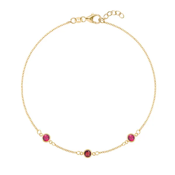 Personalized Classic 3 Birthstone Bracelet in 14k Gold sold by Haverhill