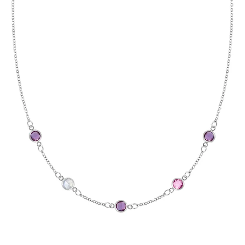 Personalized Classic 5 Birthstone Necklace in 14k Gold sold by Haverhill