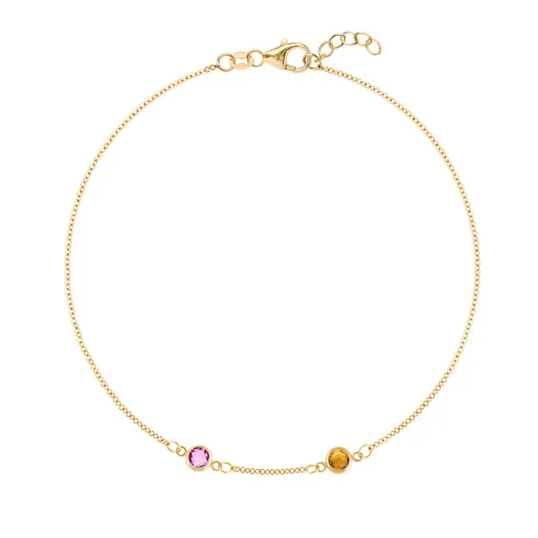 Personalized Classic 2 Birthstone Bracelet in 14k Gold sold by Haverhill