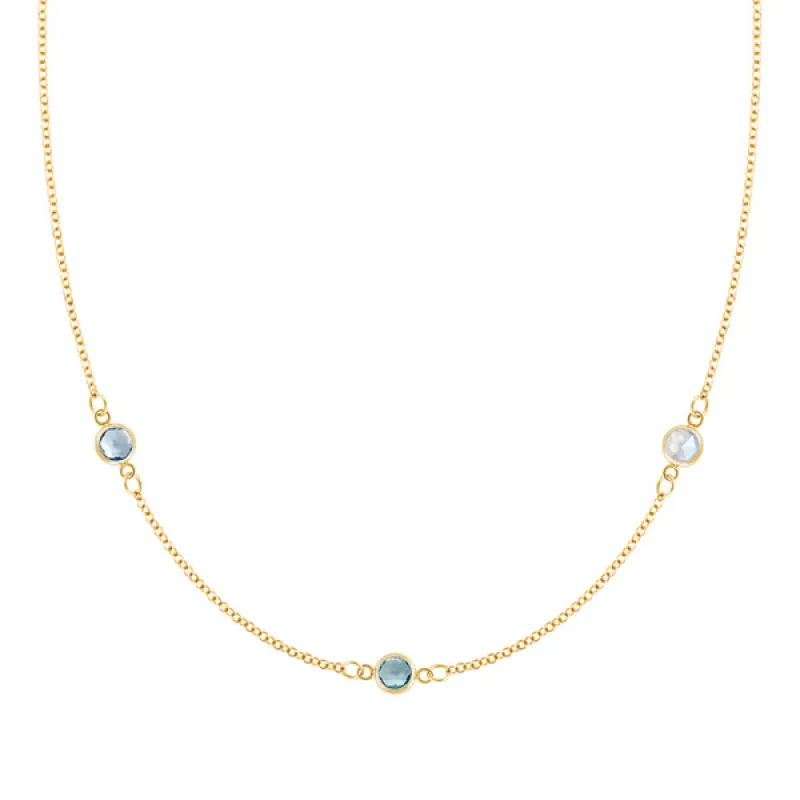 Personalized Classic 3 Birthstone Necklace in 14k Gold sold by Haverhill