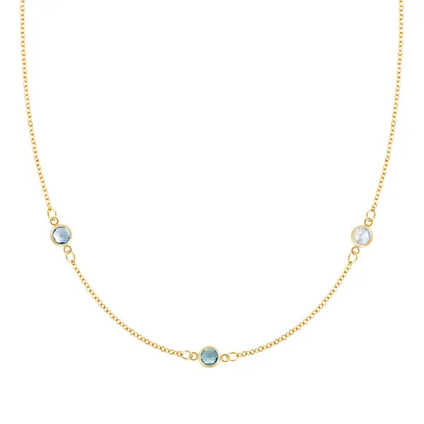 Personalized Classic 3 Birthstone Necklace in 14k Gold sold by Haverhill