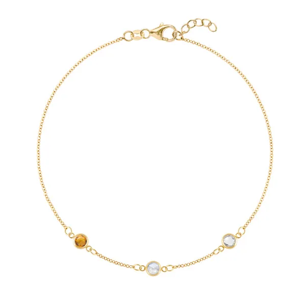 Personalized Classic 3 Birthstone Bracelet in 14k Gold sold by Haverhill