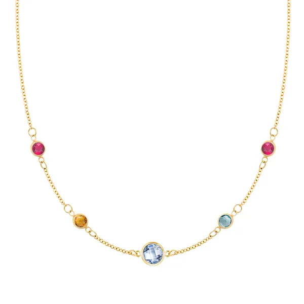 Personalized 1 Grand & 4 Classic Birthstone Necklace in 14k Gold sold by Haverhill