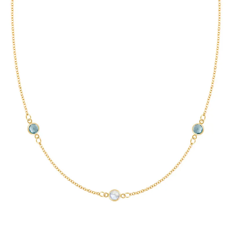 Personalized Classic 3 Birthstone Necklace in 14k Gold sold by Haverhill