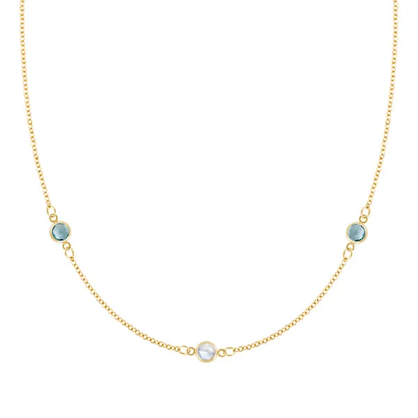 Personalized Classic 3 Birthstone Necklace in 14k Gold sold by Haverhill