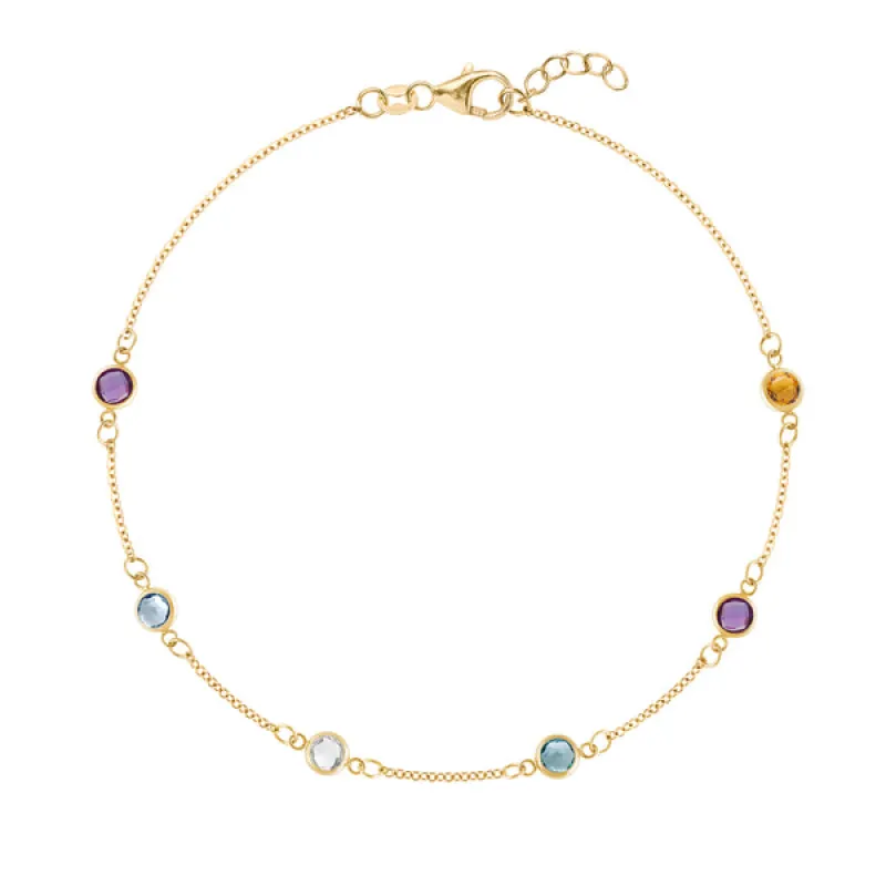 Personalized Classic 6 Birthstone Bracelet in 14k Gold sold by Haverhill