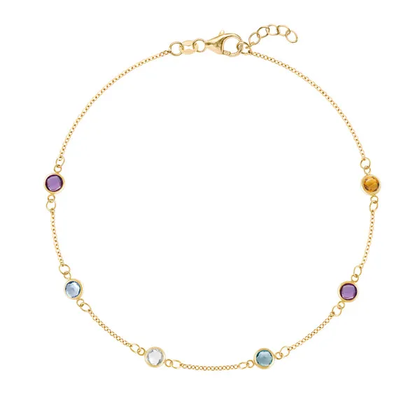 Personalized Classic 6 Birthstone Bracelet in 14k Gold sold by Haverhill
