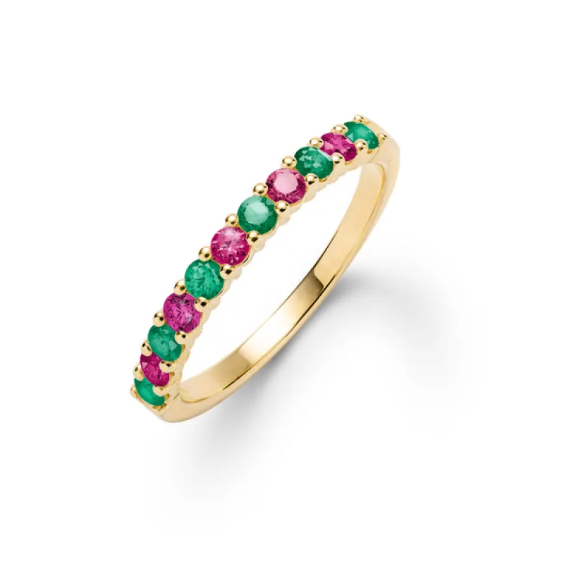 Personalized Rosecliff Birthstone Stackable Ring in 14k Gold sold by Haverhill